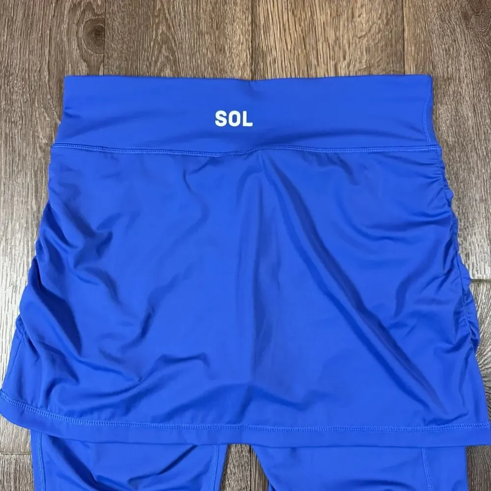 Sol Sister 2 in 1 Swim Skirt Leggings Skort Blue Athletic Medium